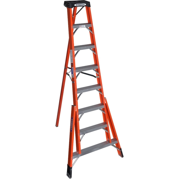 WERNER FTP6208  8 ft. Tripod Ladder, 12 ft. Max Reach, 8-Step, 300 lb, Type IA Duty Rating,, Fiberglass