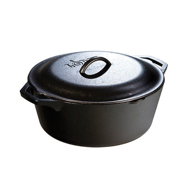 L10DOL3 Dutch Oven, 7 qt Capacity, Iron, Black, 12-1/4 in Dia, Loop Handle