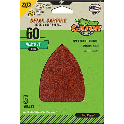 3733 Sanding Sheet, 3-1/2 in W, 5 in L, 60 Grit, Coarse, Aluminum Oxide Abrasive, Paper Backing, 5 pk