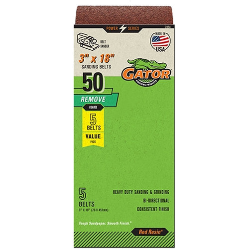 7034 Sanding Belt, 3 in W, 18 in L, 50 Grit, Coarse, Aluminum Oxide Abrasive