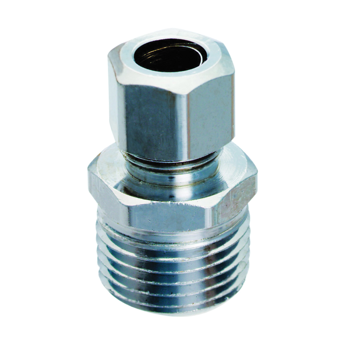 PP20074LF Straight Adapter, 1/2 x 3/8 in, MIP x Compression, Brass, Chrome-Plated