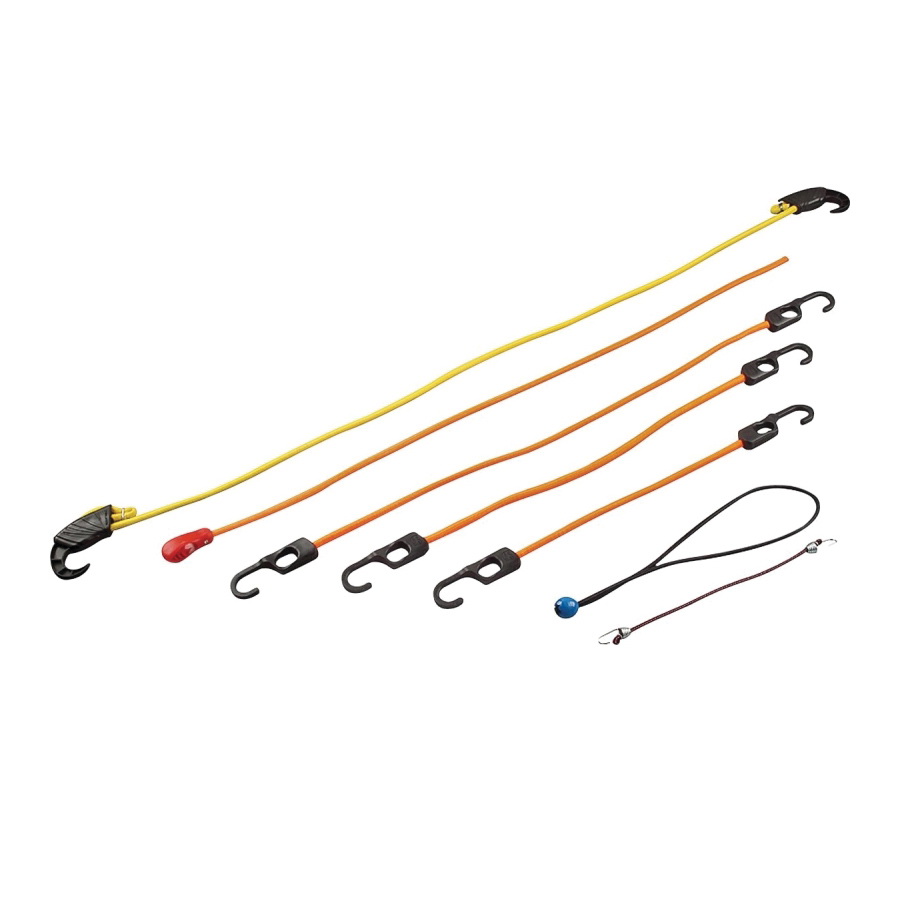 FH64076 Bungee Stretch Cord Set, Polypropylene, Black/Orange, Hook End