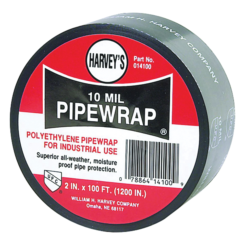 14100 Pipe Wrap, 100 ft L, 2 in W, 10 mil Thick, Black