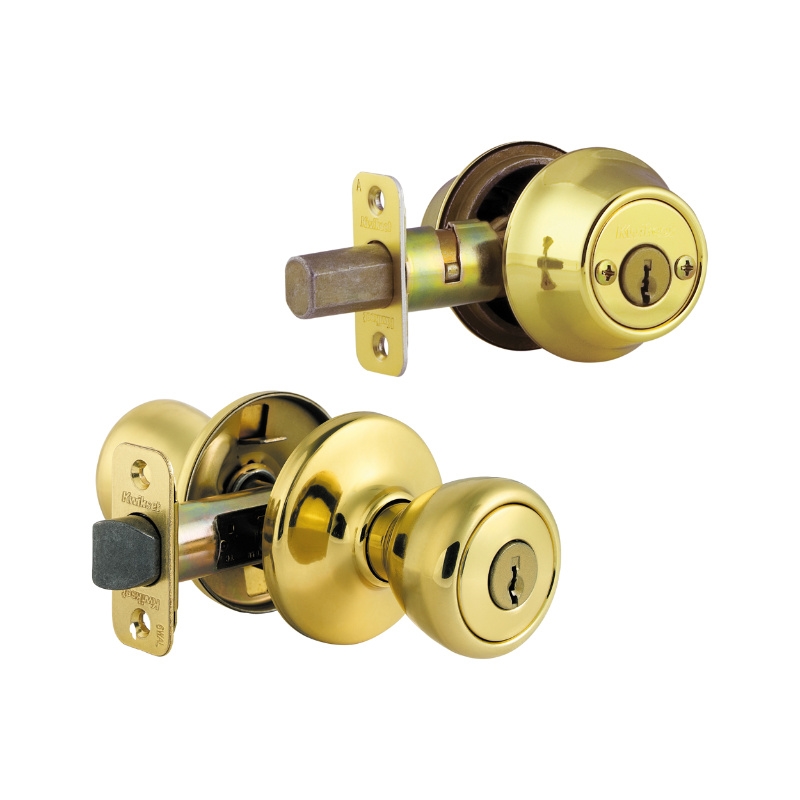 Kwikset 690T3CP6ALRCSK6 Knob Lockset, 3 Grade, Keyed Key, Polished Brass, 2-3/8 x 2-3/4 in Backset, K6 Keyway - 2