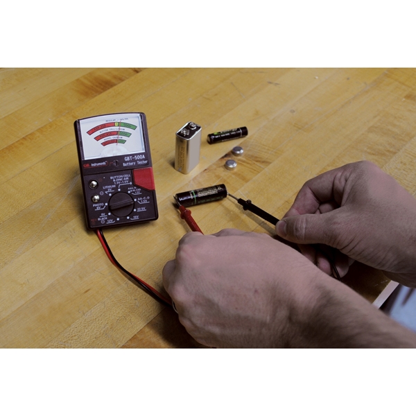 Gardner Bender GBT-500A Battery Tester, 1.5 to 22.5 V, Analog Display, Black
