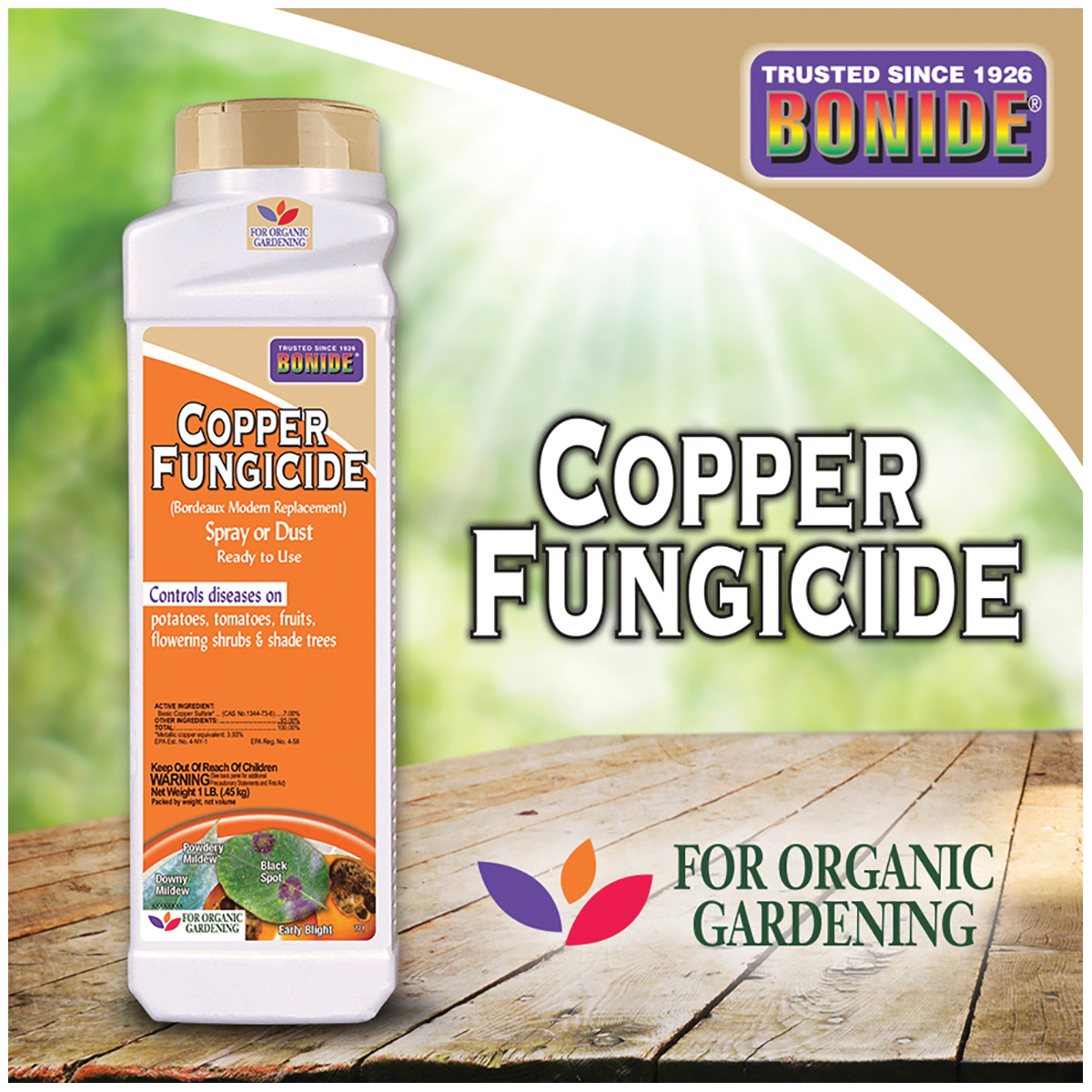 Bonide 771 Copper Fungicide Spray or Dust, Solid, Blue/Green, 1 lb Bottle - 4