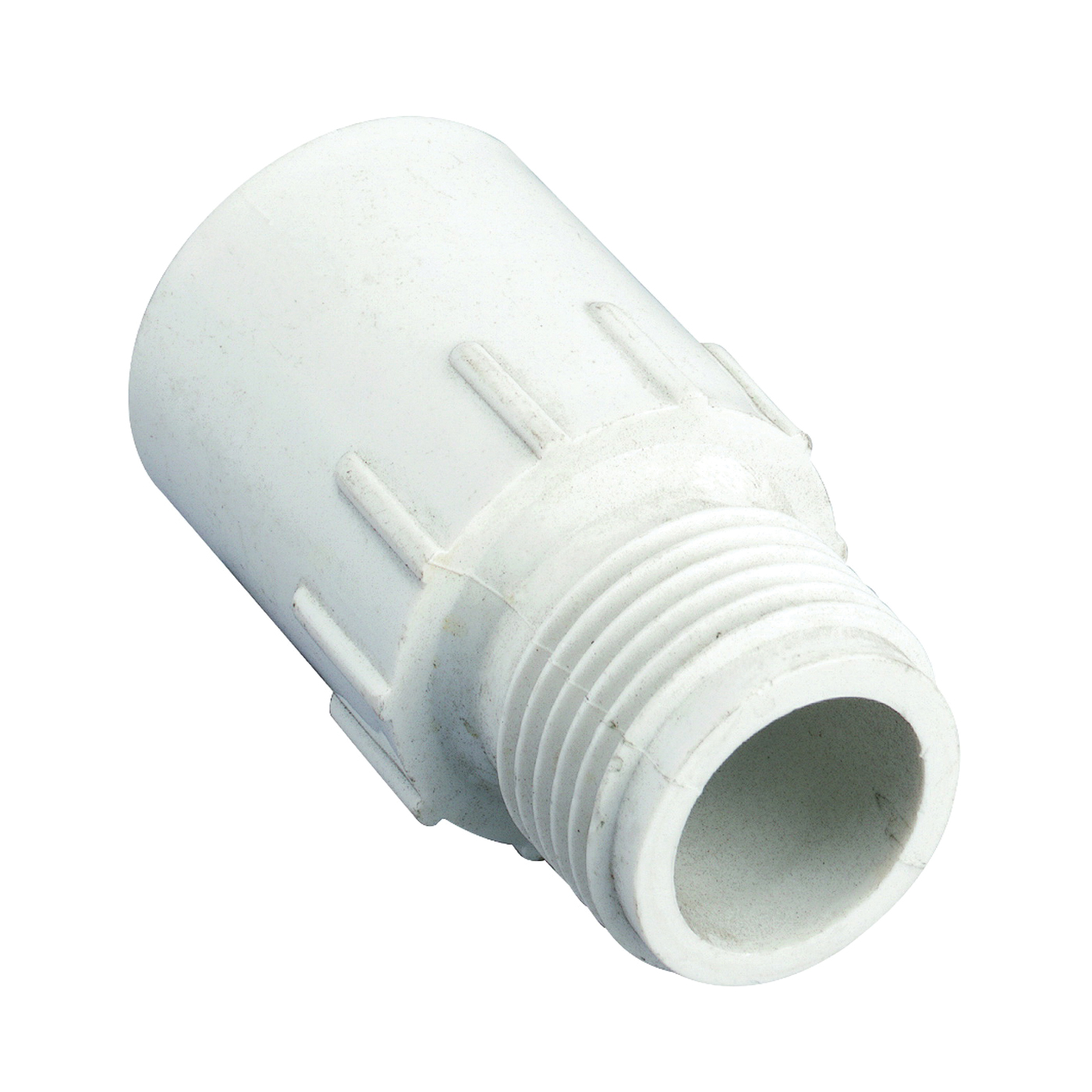53362 Hose-To-Pipe Adapter, 1/2 x 3/4 in, Slip Joint x MHT, PVC, White