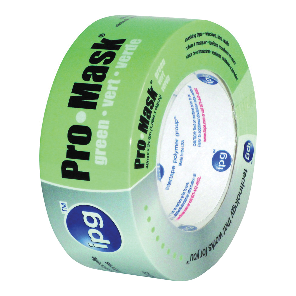 5802-.75 Masking Tape, 60 yd L, 3/4 in W, Crepe Paper/Synthetic Rubber Backing, Light Green