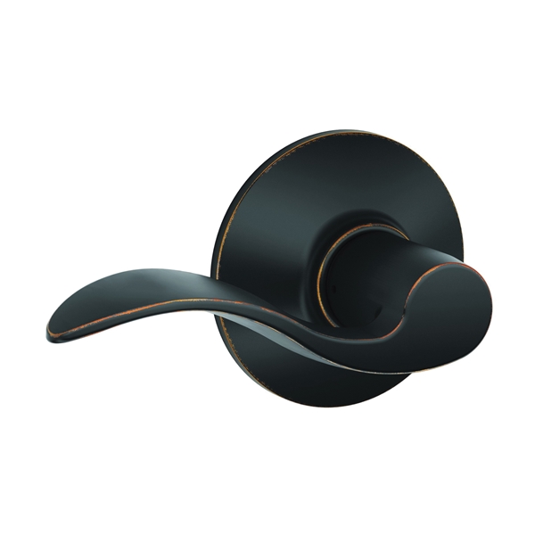 Accent Series F10ACC716 Passage Lever, Mechanical Lock, Residential, Aged Bronze, Metal, 2 Grade