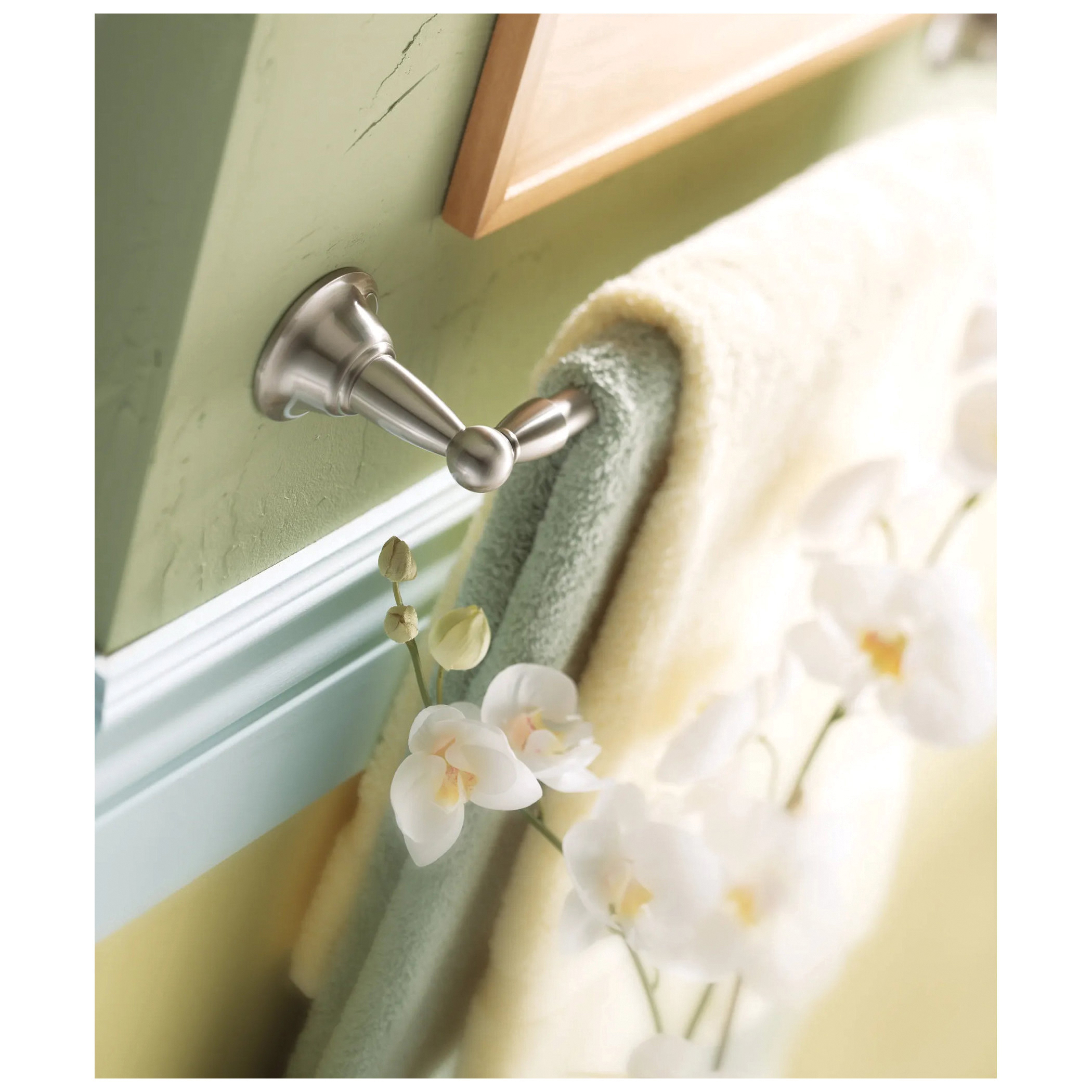 Moen Sage Series DN6824BN Towel Bar, 24 in L Rod, Brass, Brushed Nickel, Surface - 3