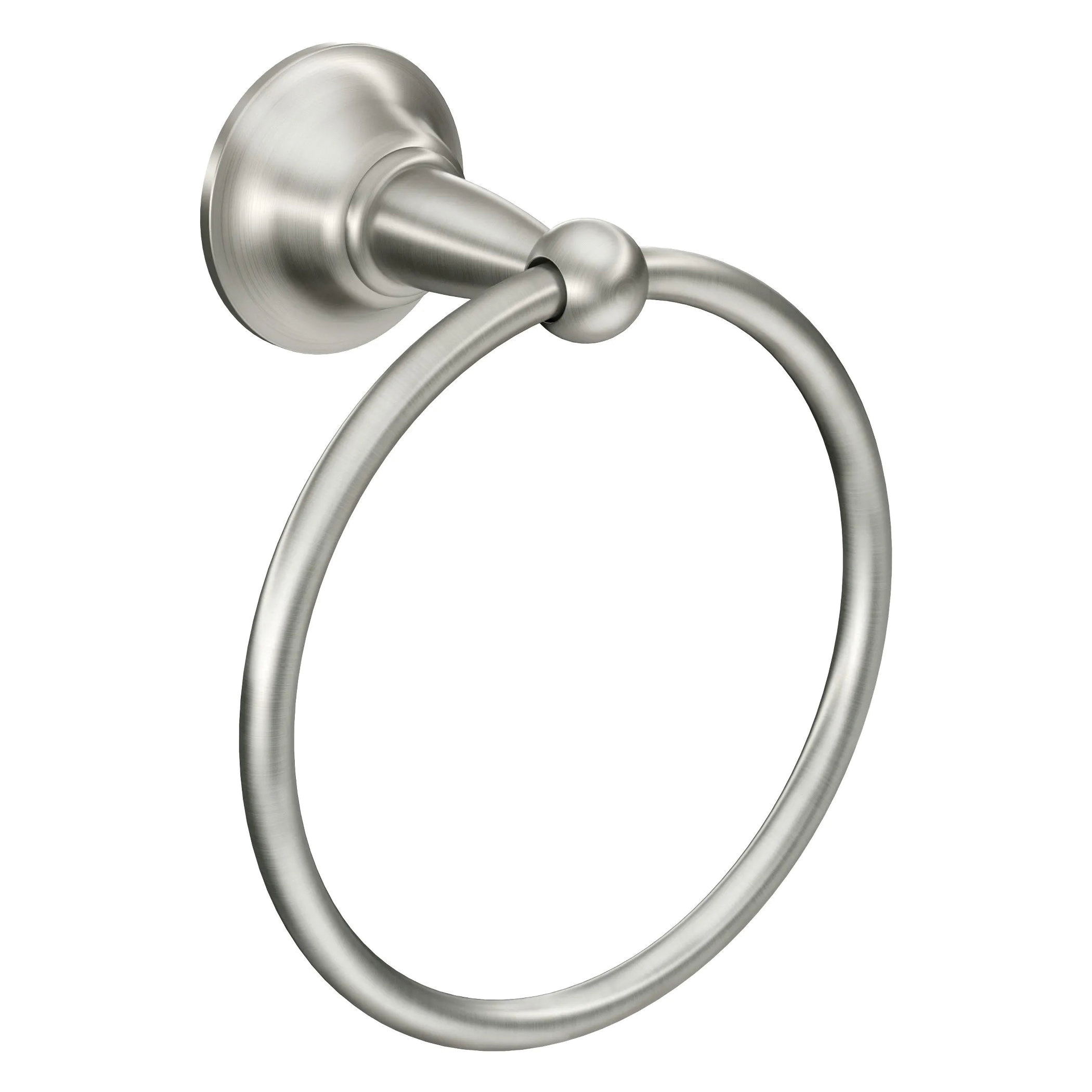 Moen Sage Series DN6886BN Towel Ring, 6 in Dia Ring, 22 lb, Brass/Zinc, Brushed Nickel, Screw - 4