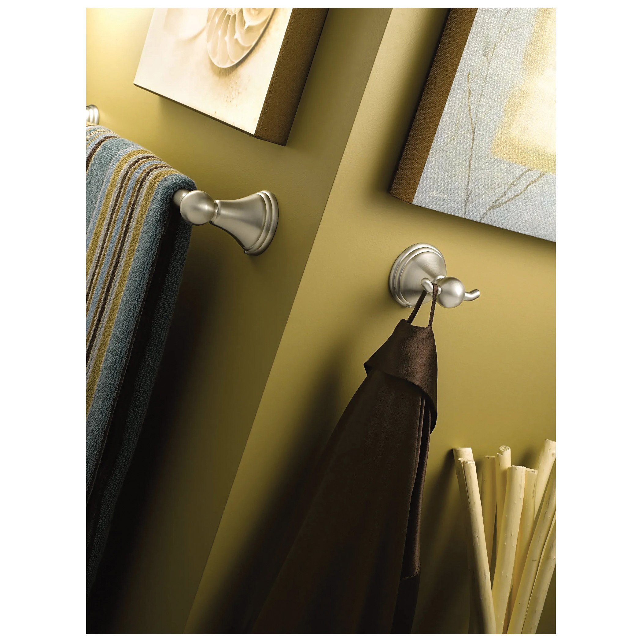 Moen Preston Series DN8403BN Robe Hook, 30 lb, 2 -Hook, Zinc, Brushed Nickel, Screw - 3
