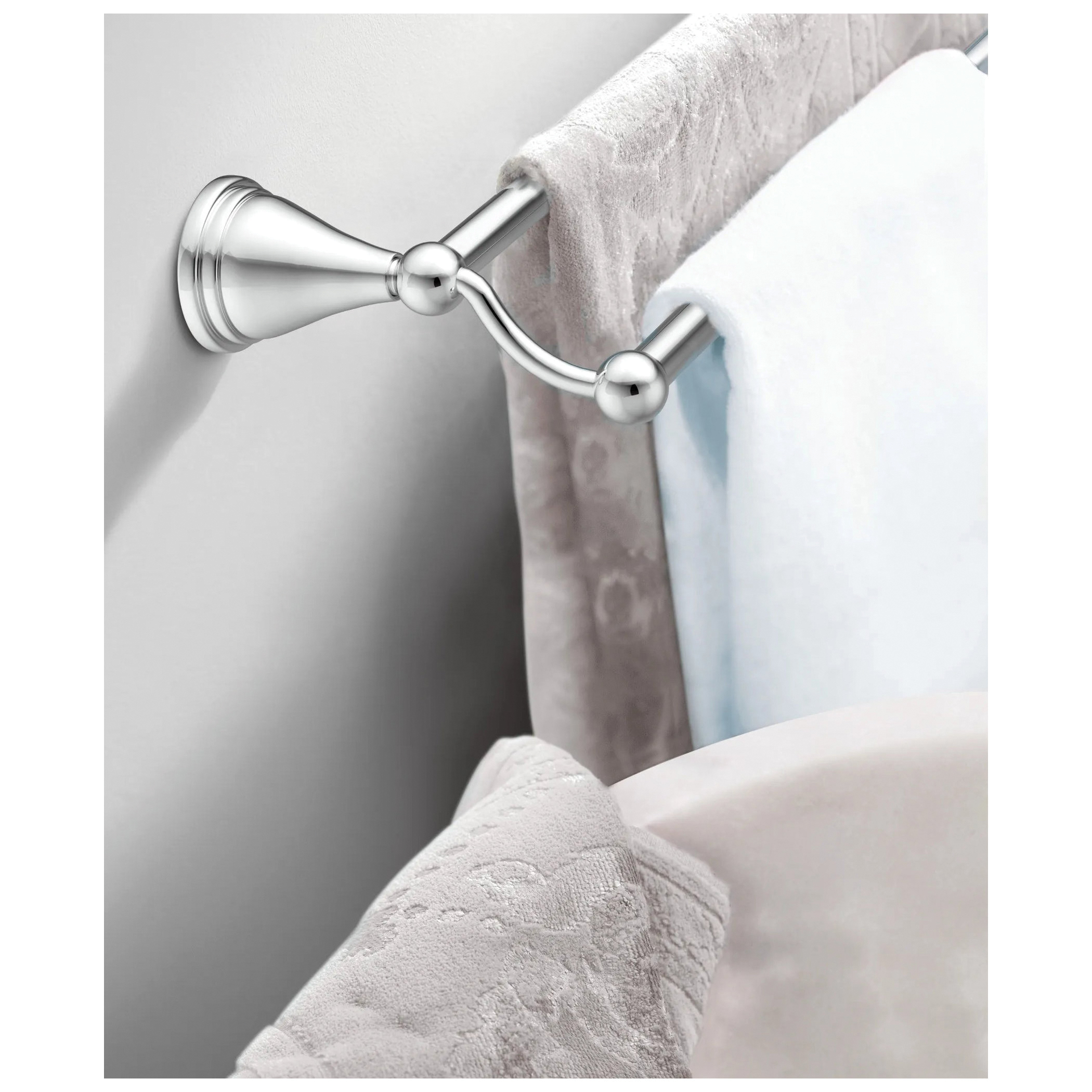 Moen Preston Series DN8418BN Towel Bar, 18 in L Rod, Aluminum, Brushed Nickel, Surface - 3