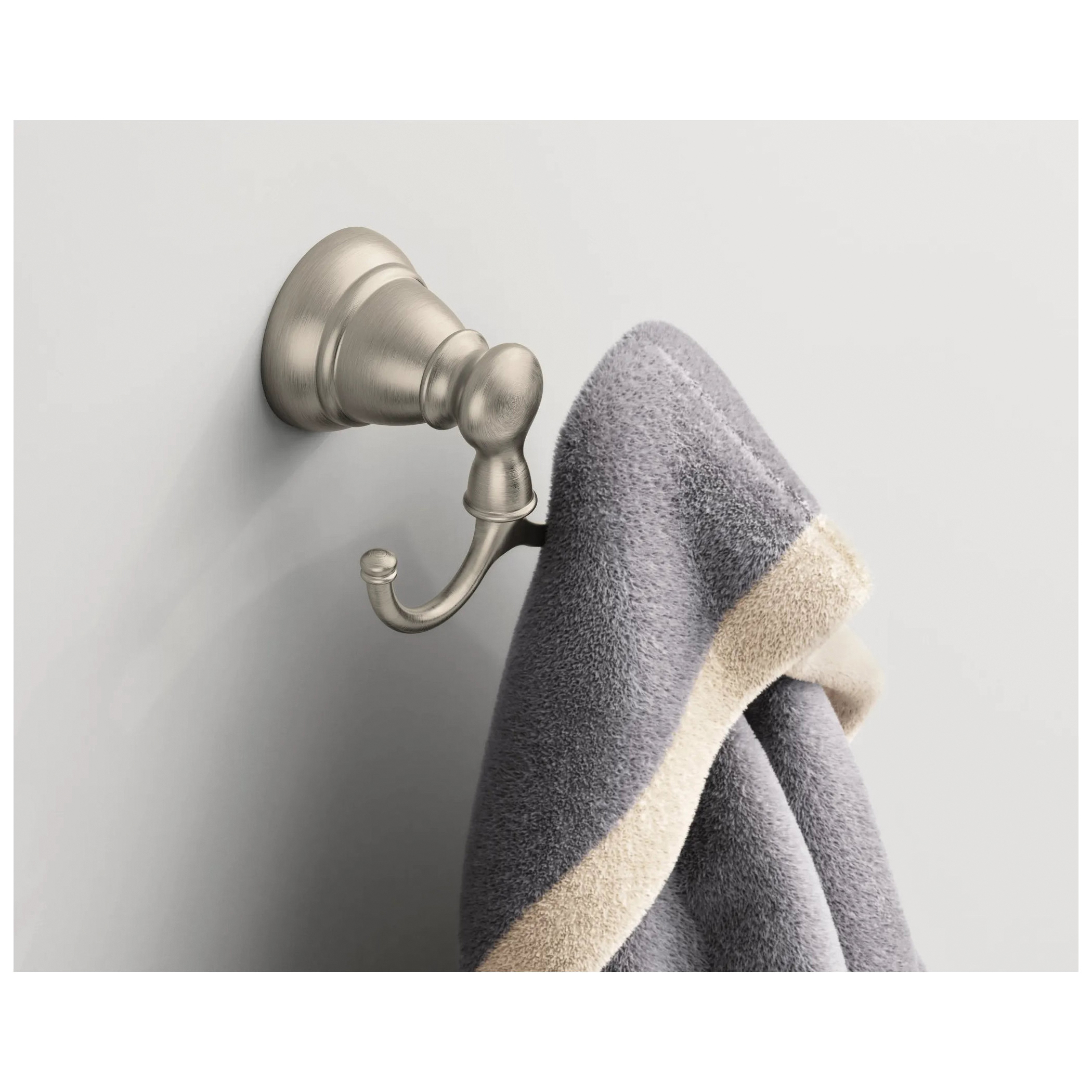 Moen Banbury Series Y2603BN Robe Hook, 35 lb, 2 -Hook, Zinc, Brushed Nickel, Wall - 2