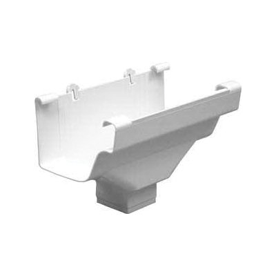 M0506-6 Gutter Drop Outlet, 5 in W x 9 in L, K-Style Gutter System, Vinyl, White
