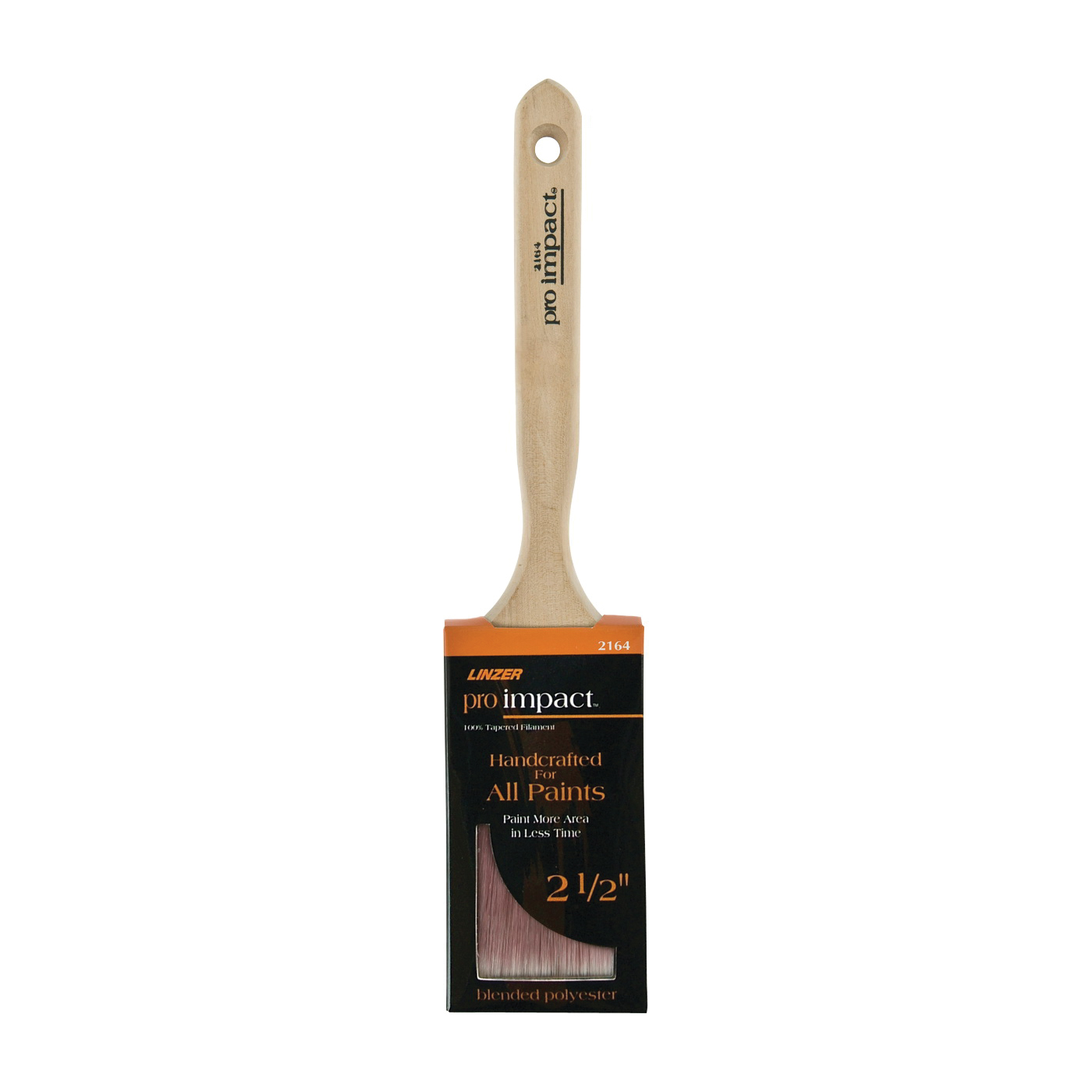 WC 2164-2.5 Paint Brush, 2-1/2 in W, Flat Brush, 2-3/4 in L Bristle, Polyester Bristle
