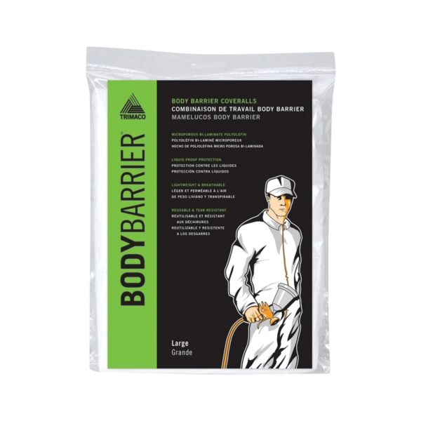 09953 Protective Coverall, L, Zipper Closure, Polyolefin, White