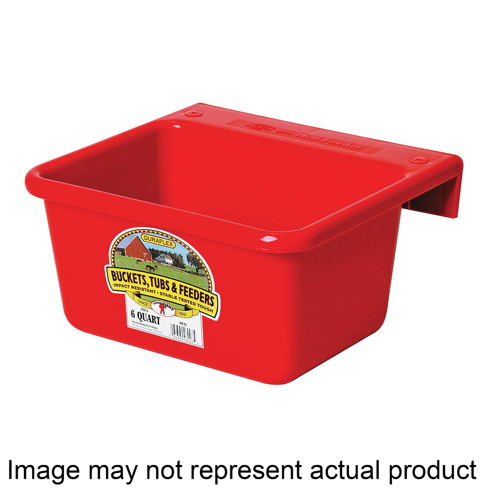 MF6RED Hook Over Feeder, 6 qt Volume, DuraFlex Plastic, Red