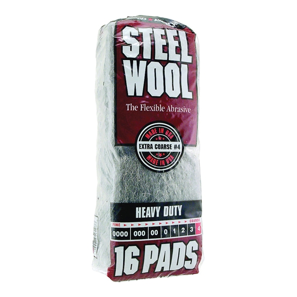 106607-06 Steel Wool, #4 Grit, Extra Coarse, Gray
