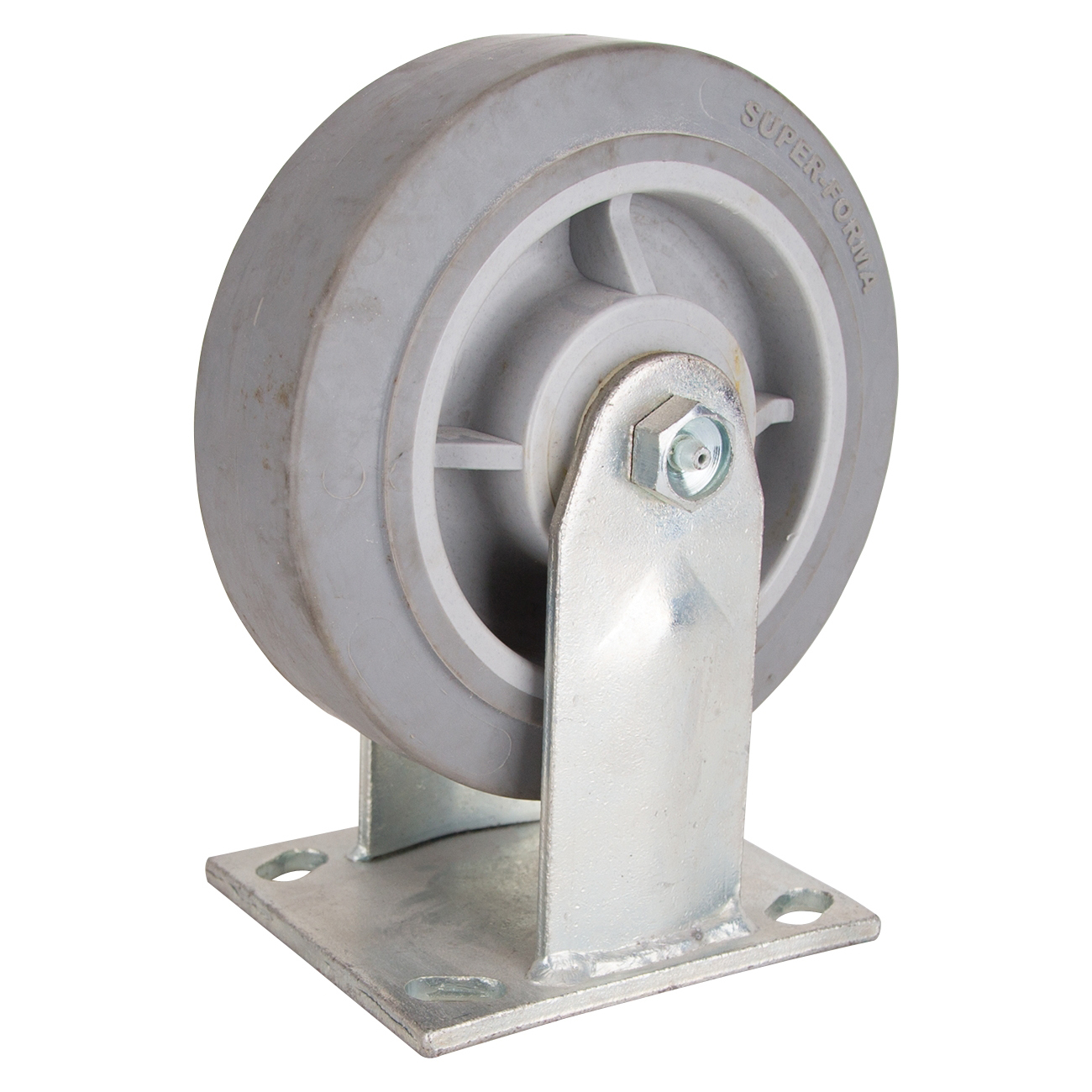 JC-T05 Rigid Caster, 6 in Dia Wheel, 2 in W Wheel, Thermoplastic Rubber Wheel, Gray, 500 lb