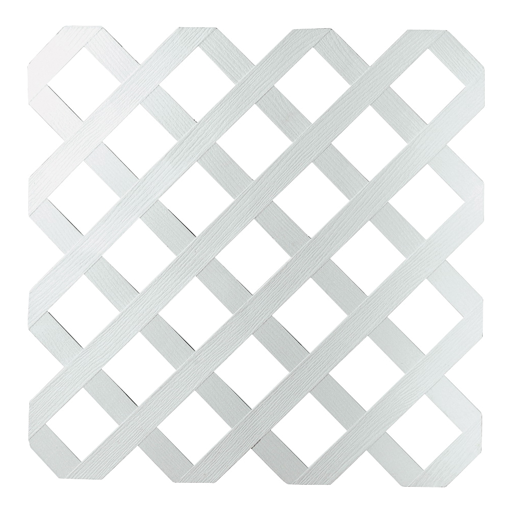 79897 Tradition Diamond Lattice, 8 ft L, 4 ft H, Diamond Mesh, 2-3/4 in Mesh, Plastic, White