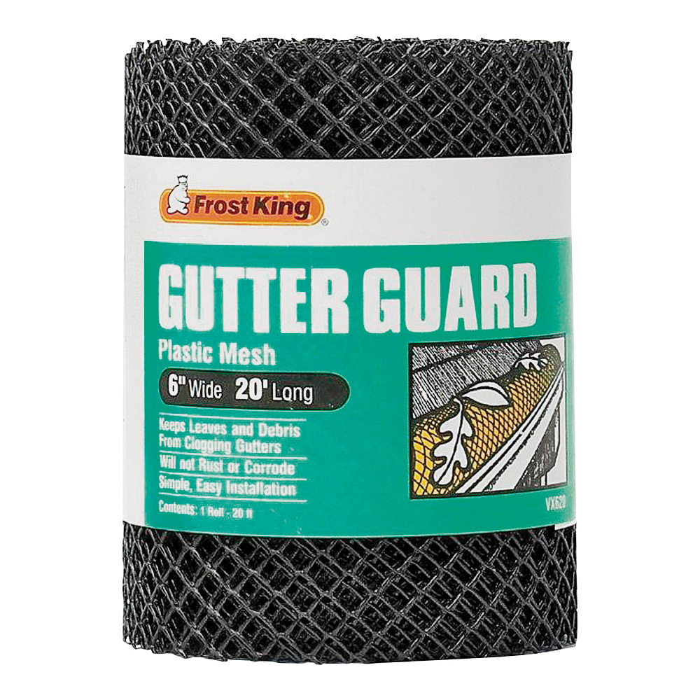 VX620 Gutter Guard, 20 ft L, 6 in W, Vinyl, Black
