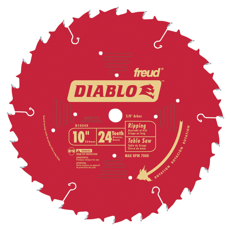 D1024X Circular Saw Blade, 10 in Dia, 5/8 in Arbor, 24-Teeth, Carbide Cutting Edge