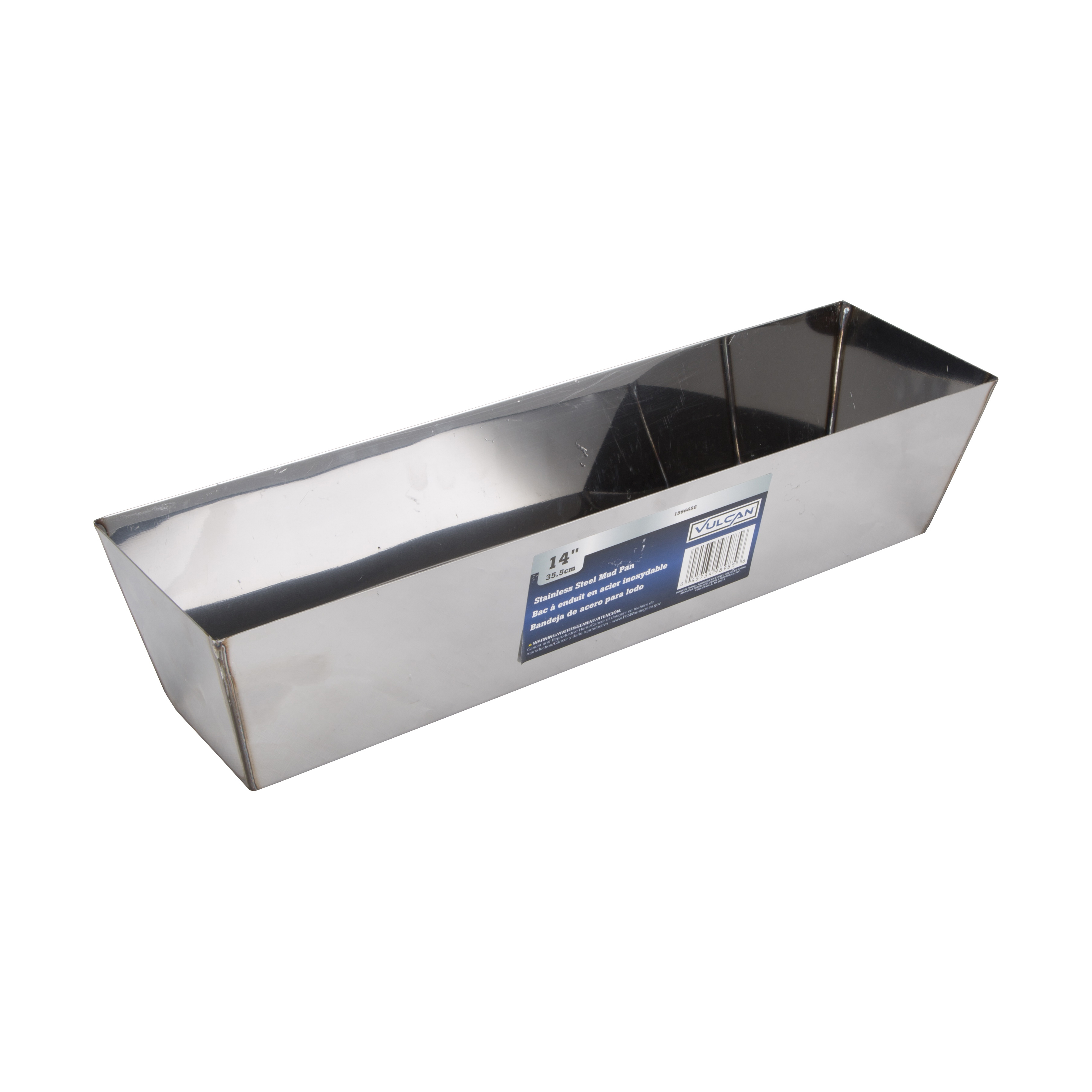 C052253L Drywall Mud Pan, 120 cu-in, 14-1/4 in L Bottom, 2-3/4 in W Bottom, Stainless Steel