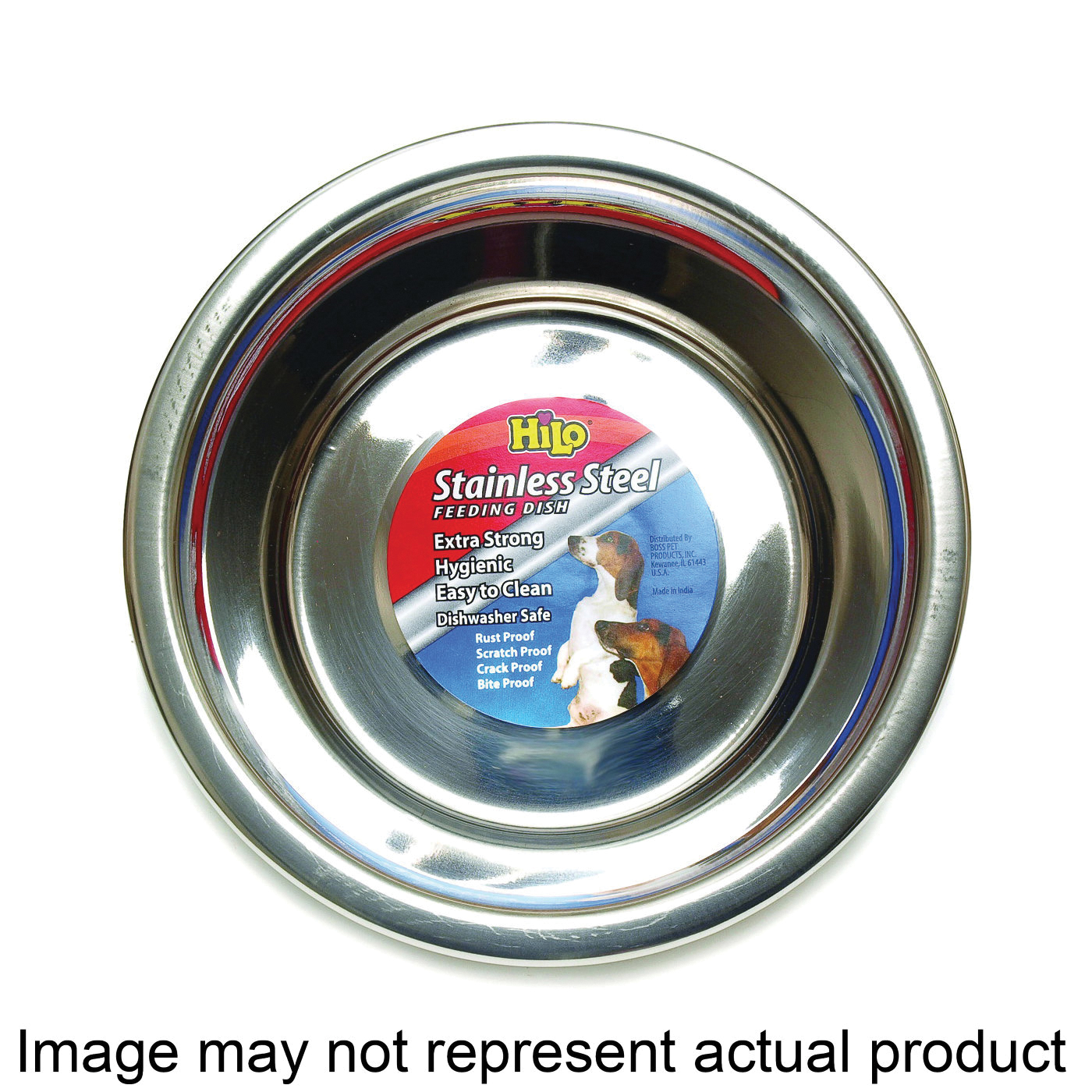 HiLo ZW150 98/56670 Pet Feeding Dish, M, 5 qt Volume, Stainless Steel, Silver