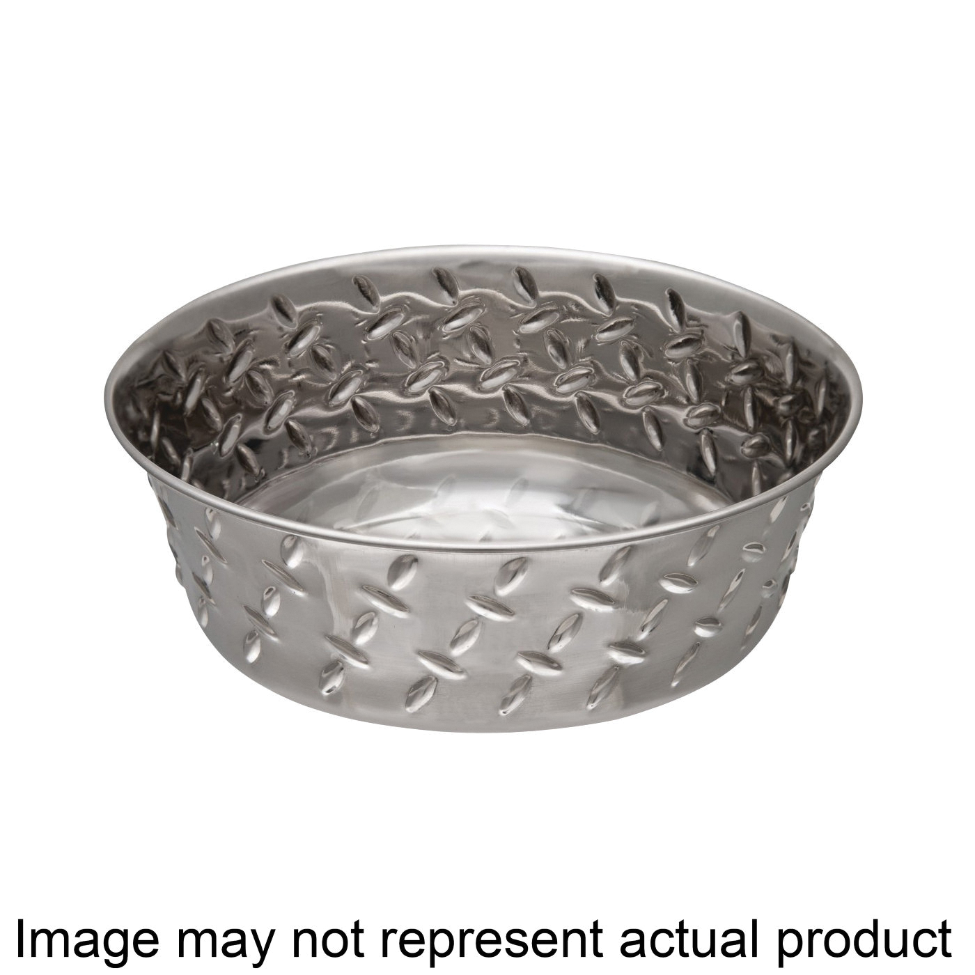 7257 Pet Feeding Dish, XL, 3 qt Volume, Rubber/Stainless Steel, Silver