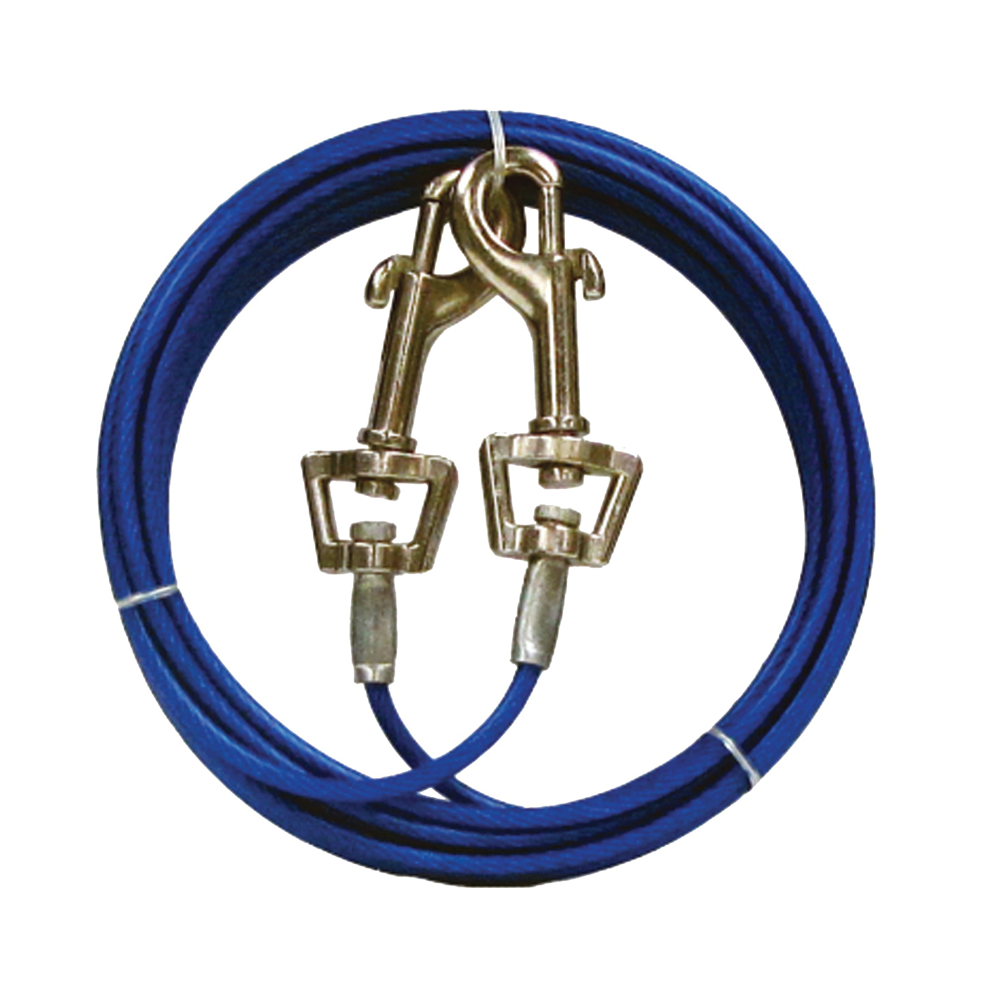 Boss Pet PDQ Q232000099 Pet Tie-Out Belt with Twin Swivel Snap, 20 ft L Belt/Cable, For: Medium Dogs Up to 35 lb, Blue