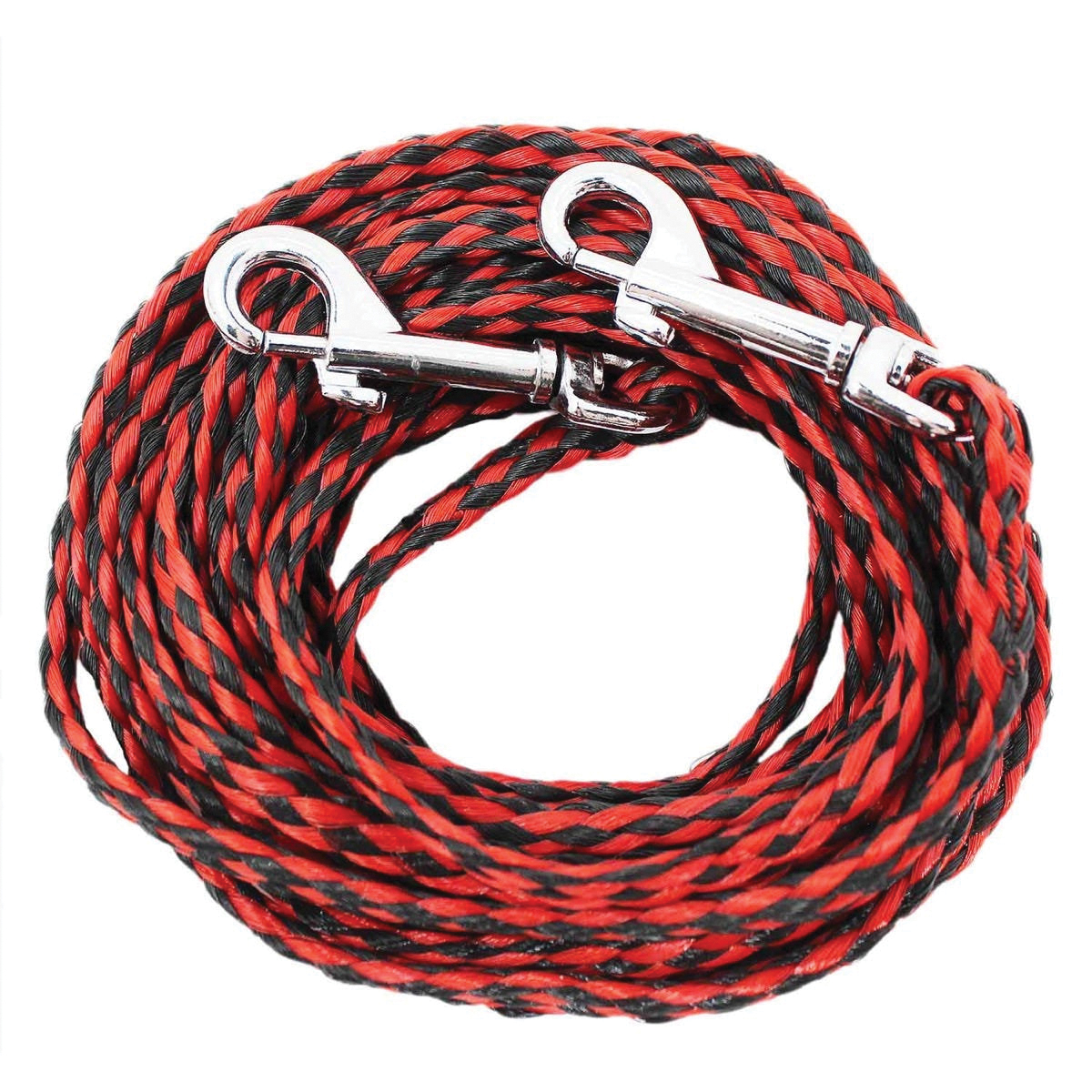 Boss Pet PDQ Q241500099 Pet Tie-Out Belt, Braided, 15 ft L Belt/Cable, Poly, For: Medium Dogs Up to 35 lb, Blue/White