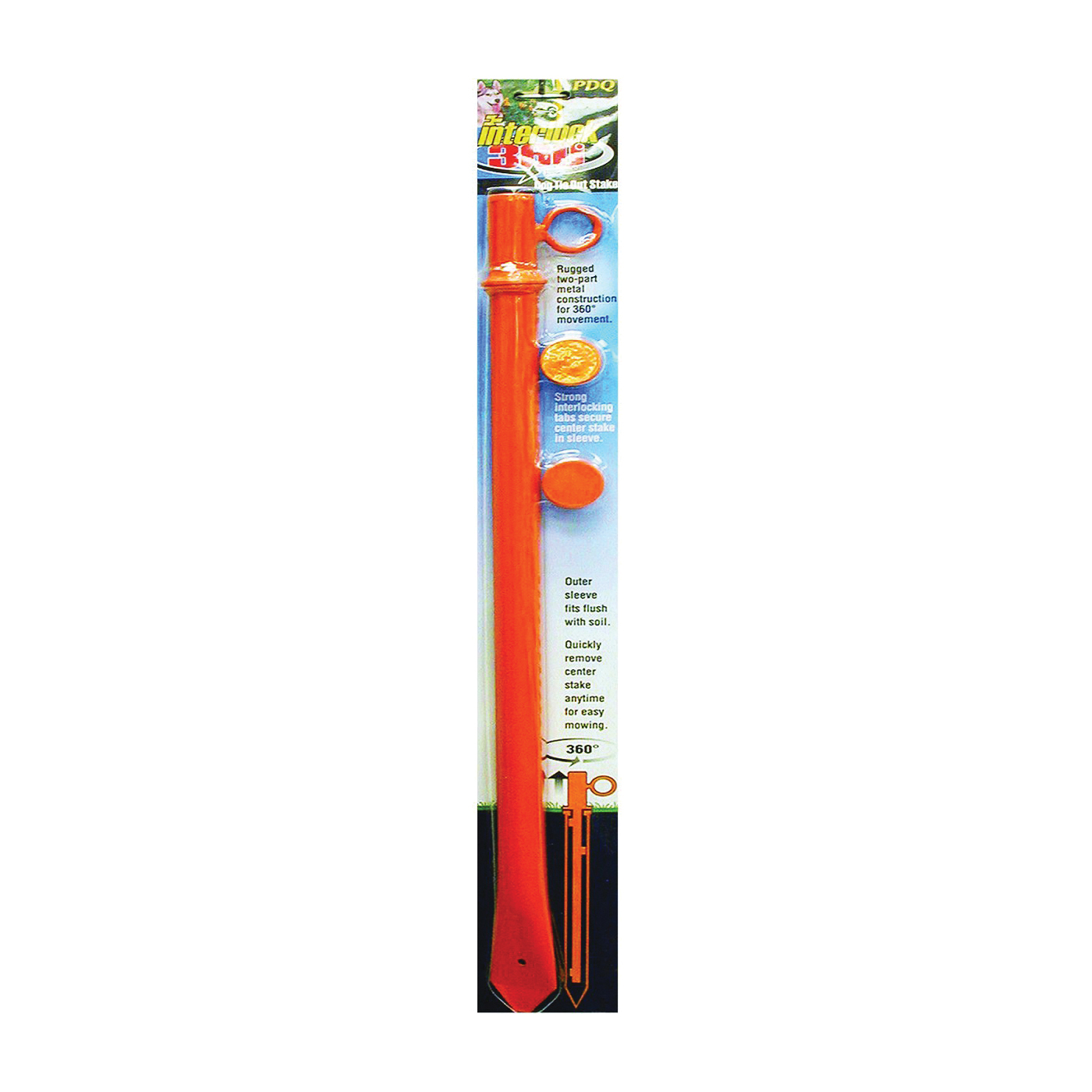 Boss Pet PDQ Q250100099 Interlock Stake, Rugged, Steel, Orange