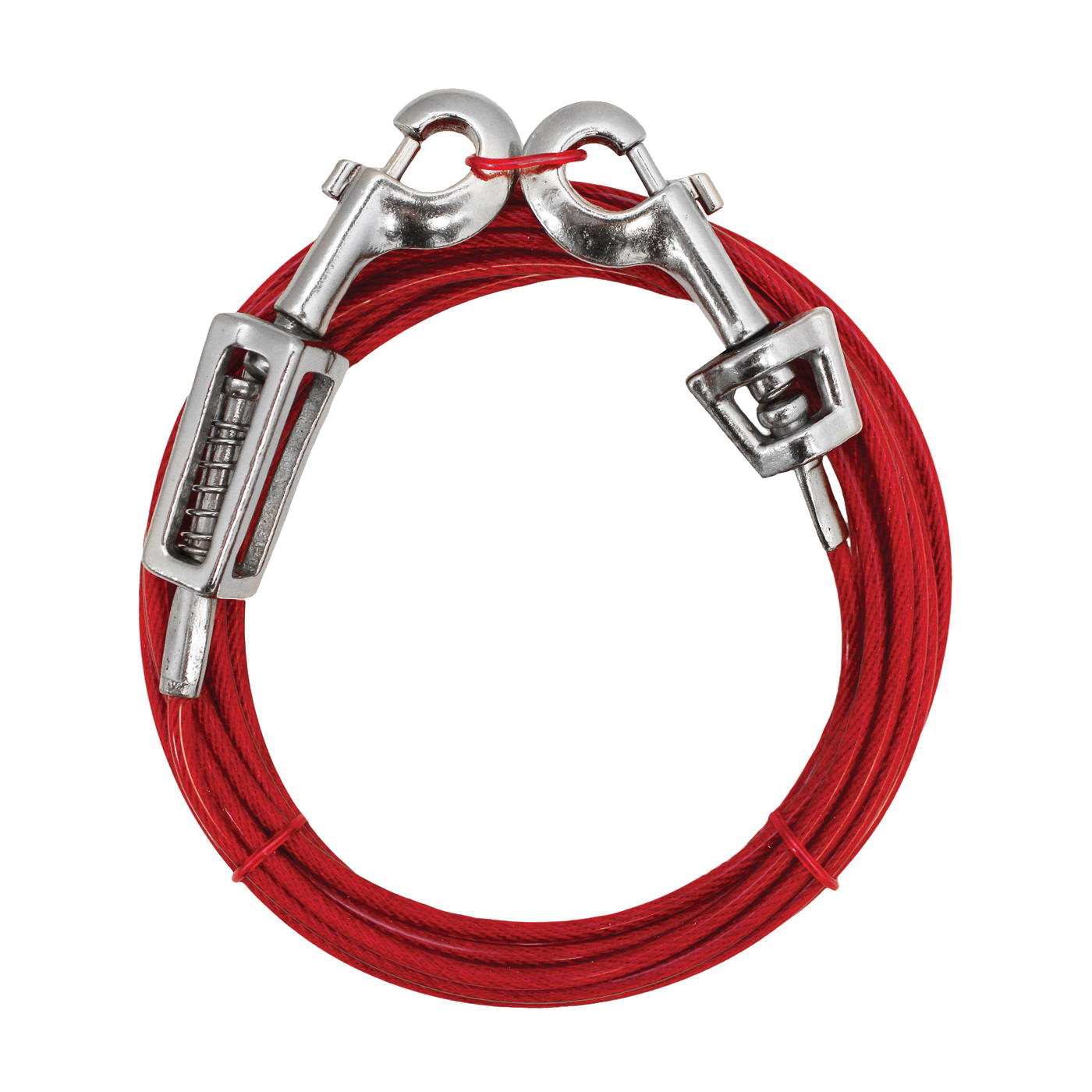 Boss Pet PDQ Q3515SPG99 Tie-Out with Spring, 15 ft L Belt/Cable, For: Large Dogs up to 60 lb, Red