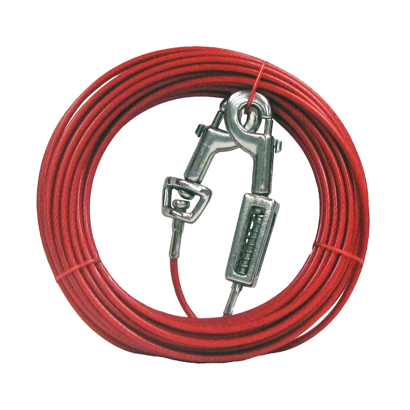 Boss Pet PDQ Q3540SPG99 Tie-Out with Spring, 40 ft L Belt/Cable, For: Large Dogs up to 60 lb, Red