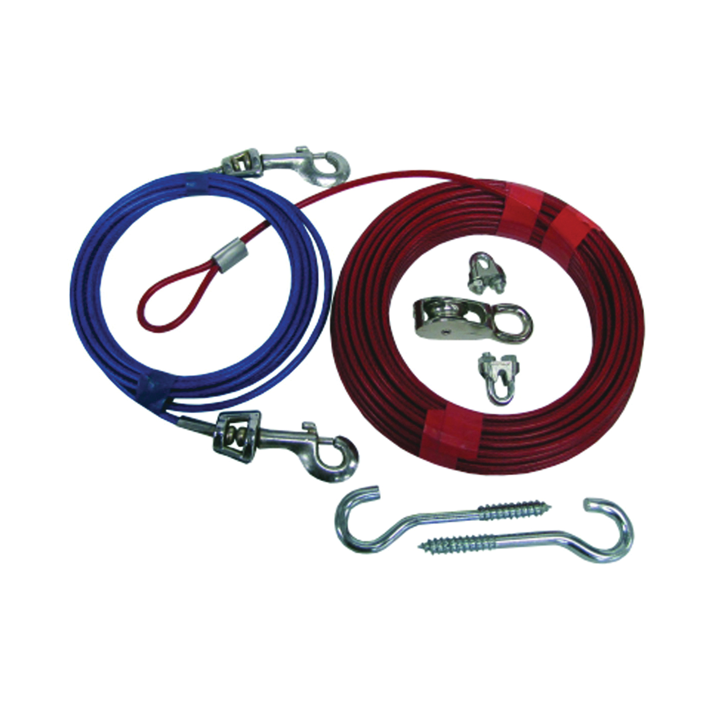 Boss Pet PDQ Q507000099 Dog Trolley System, 70 ft L Belt/Cable, Red/Blue