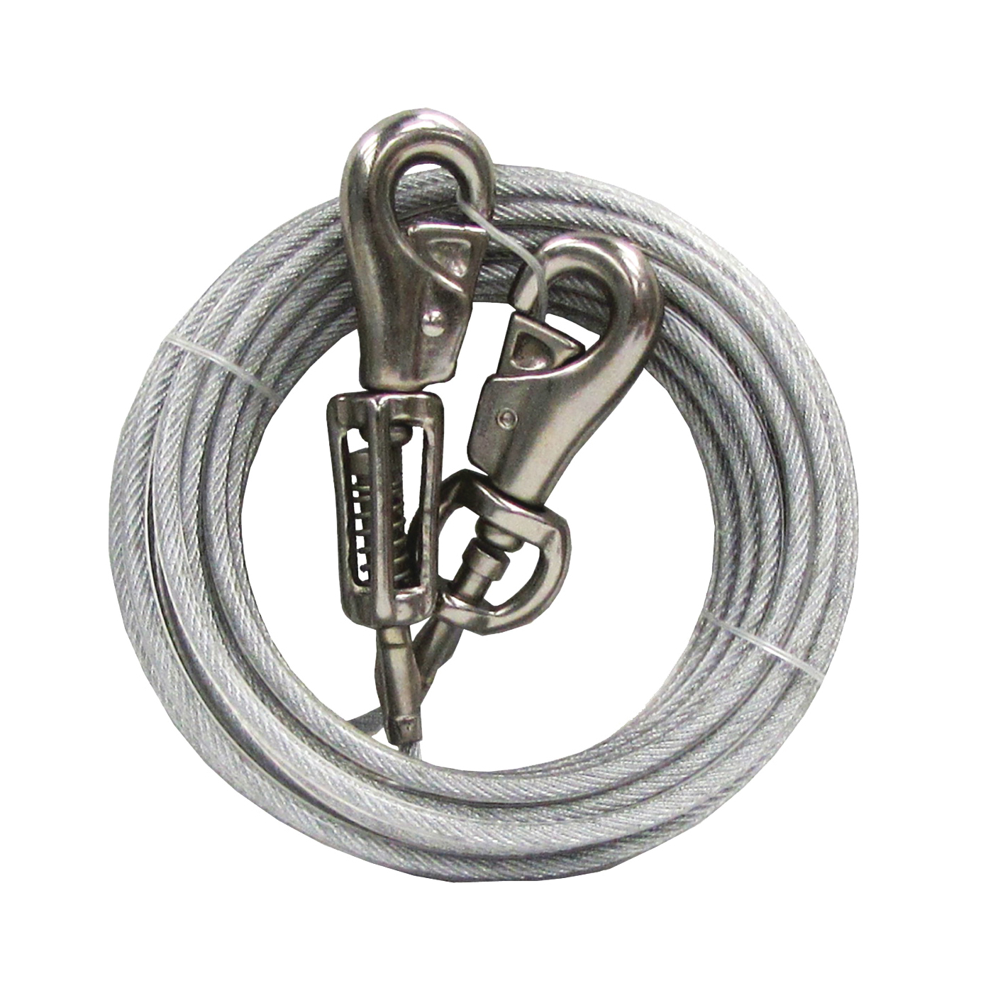 Boss Pet PDQ Q5720SPG99 Tie-Out with Spring, 20 ft L Belt/Cable, For: Extra Large Dogs Up to 125 lb, Gray
