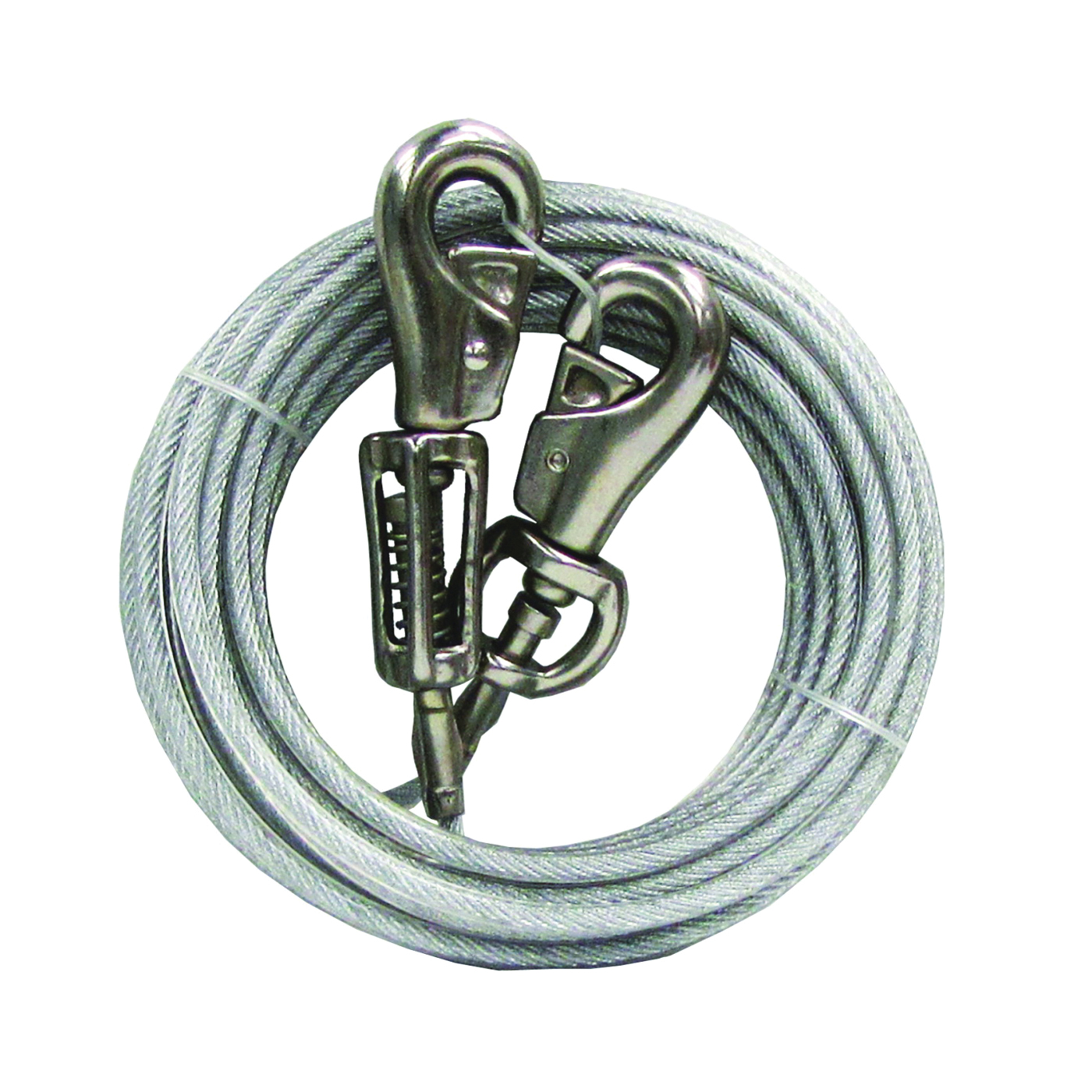 Boss Pet PDQ Q5730SPG99 Tie-Out with Spring, 30 ft L Belt/Cable, For: Extra Large Dogs Up to 125 lb, Gray
