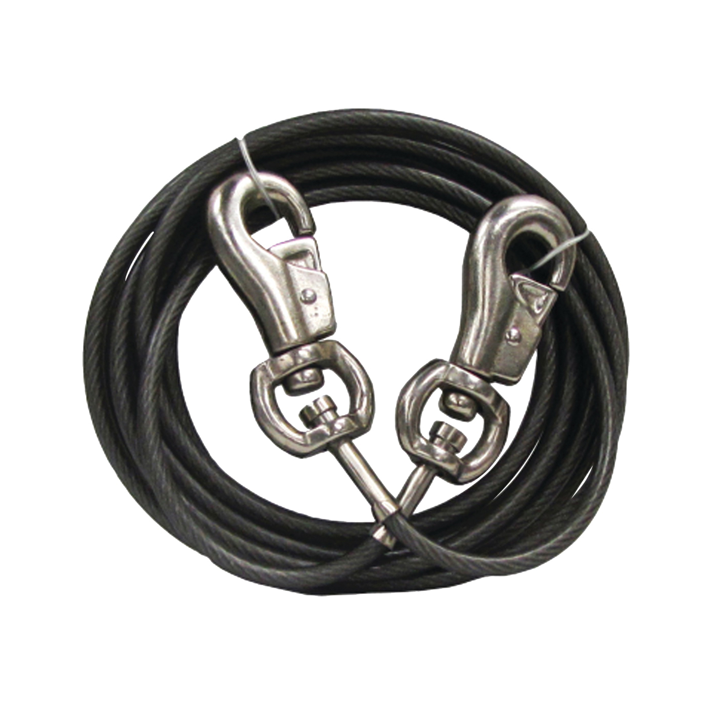Boss Pet PDQ Q683000099 Super Beast Tie-Out, 30 ft L Belt/Cable, For: Dogs Up to 125 lb, Black
