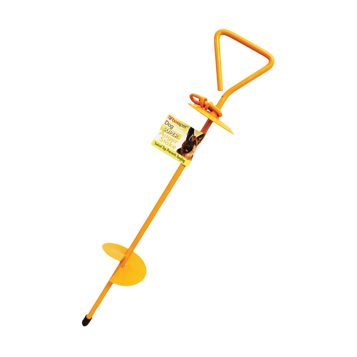 Boss Pet PDQ 01313 Super Stake, Auger, 24 in L Belt/Cable, Steel, Yellow