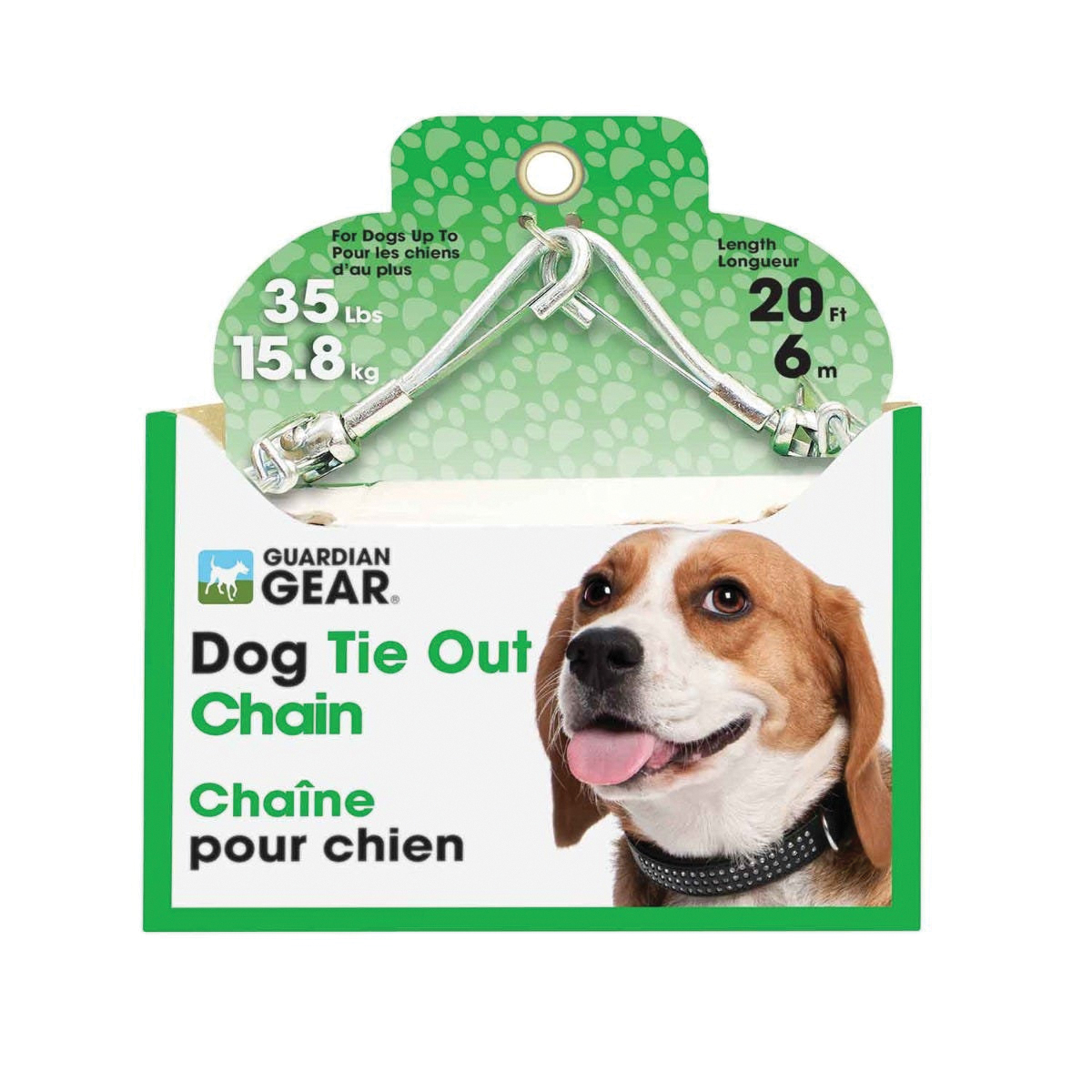 Boss Pet PDQ 27220 Pet Tie-Out Chain with Swivel Snap, Twist Link, 20 ft L Belt/Cable, Steel, Silver