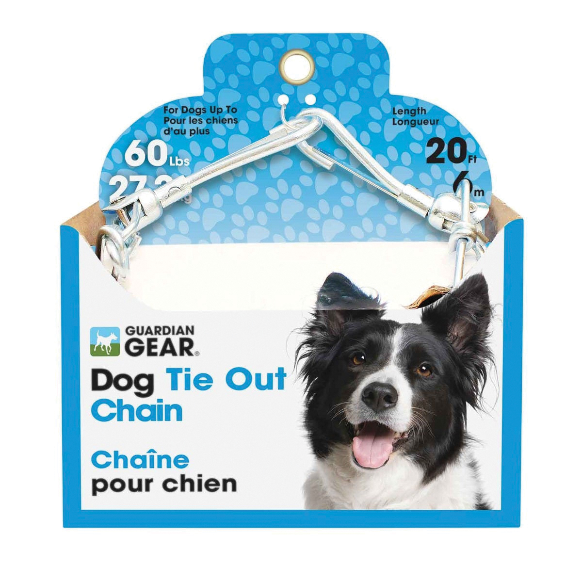 Boss Pet PDQ 43720 Pet Tie-Out Chain, Twist Link, 20 ft L Belt/Cable, Steel, For: Large Dogs up to 60 lb, Silver
