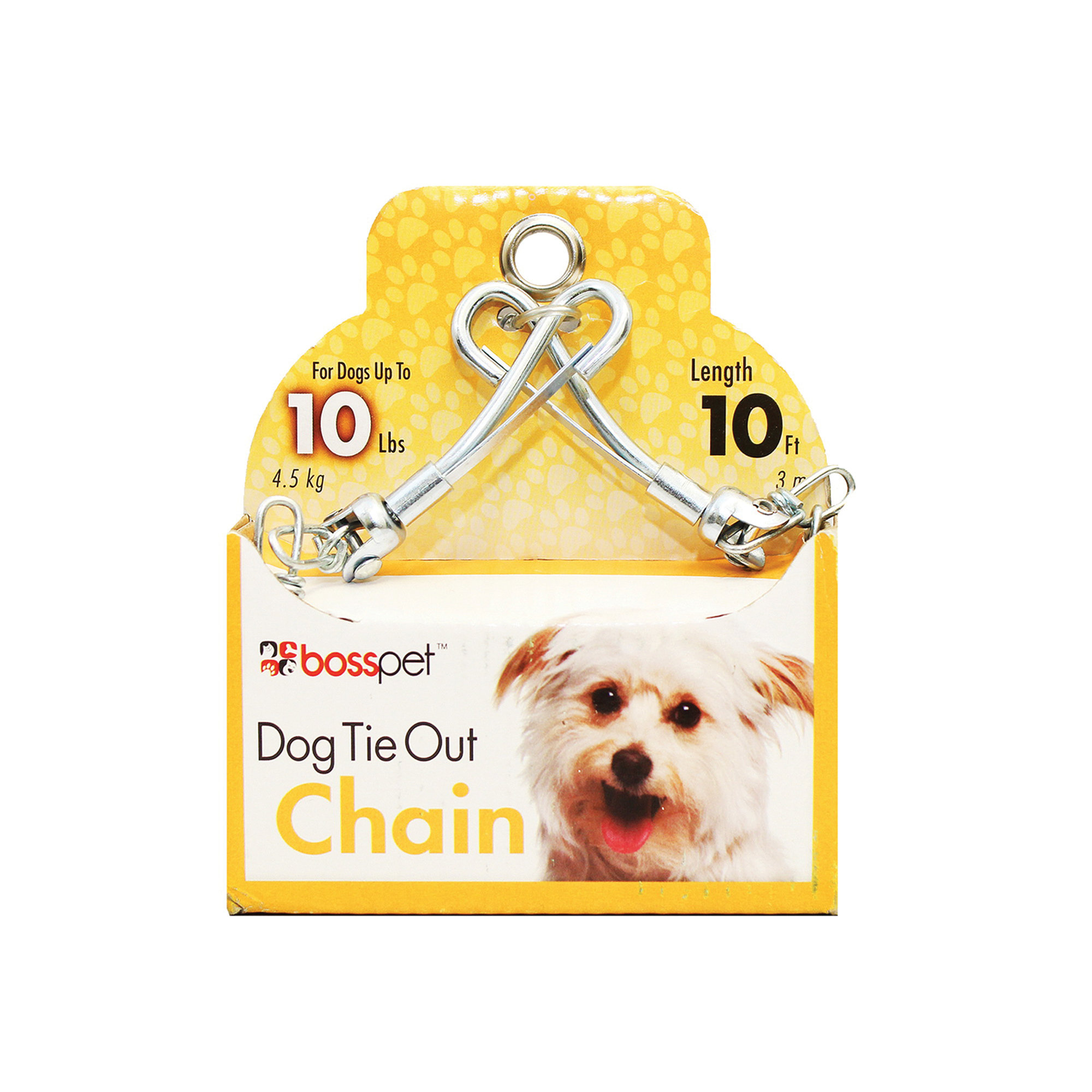 Boss Pet PDQ 53010 Pet Tie-Out Chain with Swivel Snap, Twist Link, 10 ft L Belt/Cable, Steel, Silver