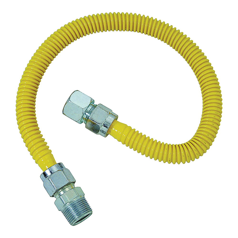 ProCoat Series CSSC21-72 Gas Connector, 3/4 in, MIP x FIP, Stainless Steel, Polymer-Coated, 72 in L