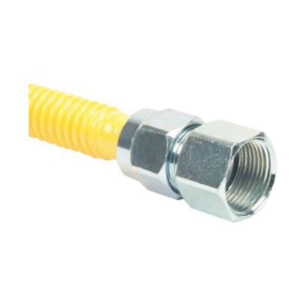 BrassCraft ProCoat Series CSSC21-60 Gas Connector, 3/4 x 3/4 in, Stainless Steel, 60 in L - 1
