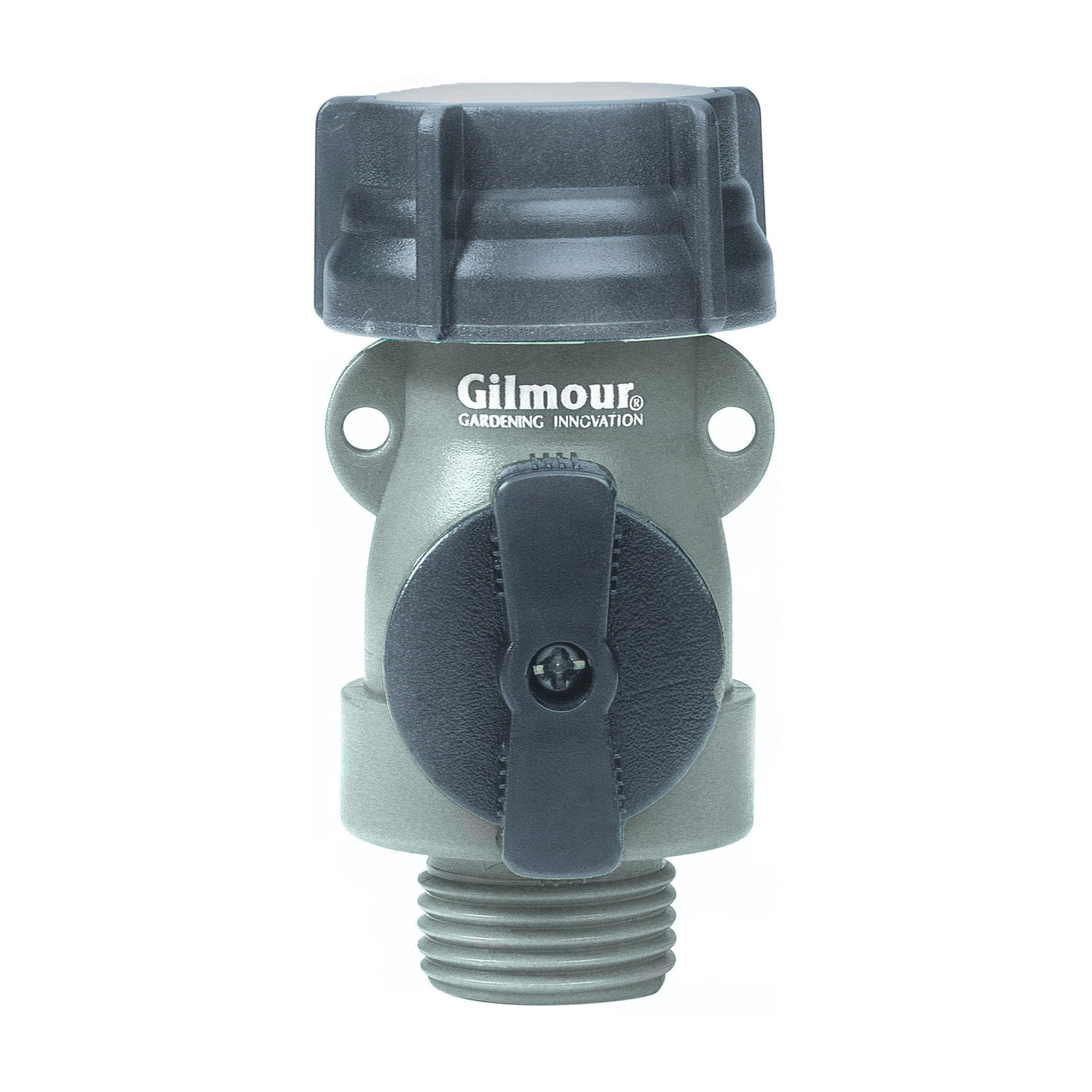 800014-1001 Shut-Off Valve, 5/8 in, Male, 4-Port/Way, Polymer Body, Gray/Black