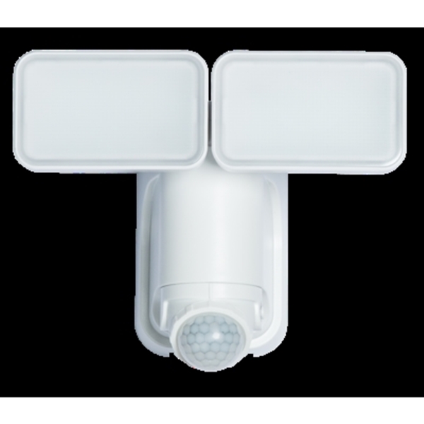 HZ-7164-WH Motion Activated Security Light, 2-Lamp, LED Lamp, 1000 Lumens Lumens, Plastic Fixture