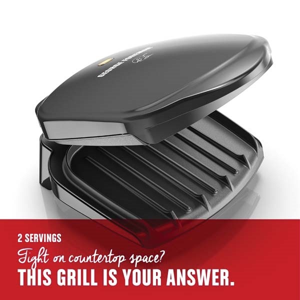 George Foreman GR10B Plate Grill, 18 in W Cooking Surface, 18 in D Cooking Surface, 760 W, 120 V, Black - 2