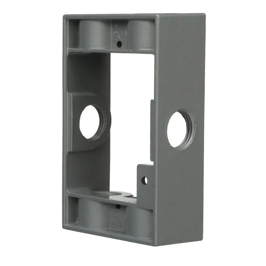 Hubbell 5400-5 Extension Adapter with Lug, 5-1/4 in L, 3-1/2 in W, 1-Gang, 6-Knockout, Aluminum, Gray