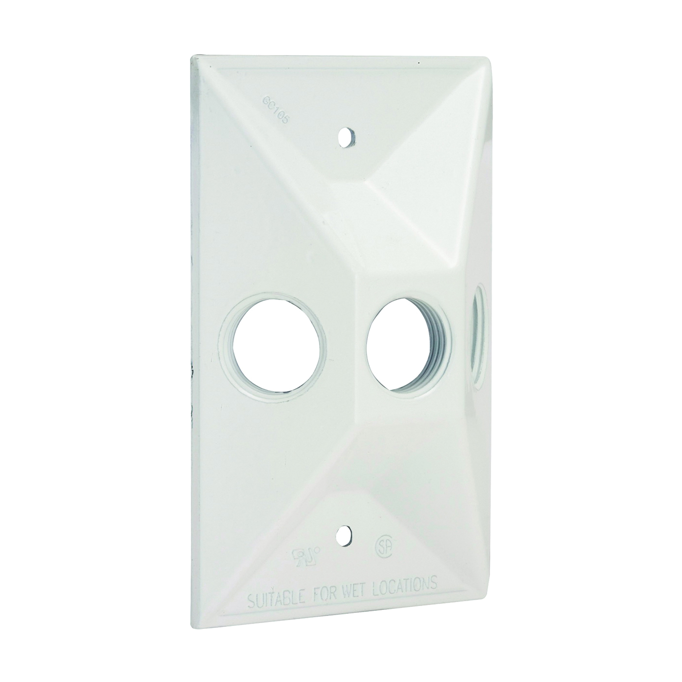 Hubbell 5189-6 Cluster Cover, 4-19/32 in L, 2-27/32 in W, Rectangular, Zinc (Metal), White, Powder-Coated